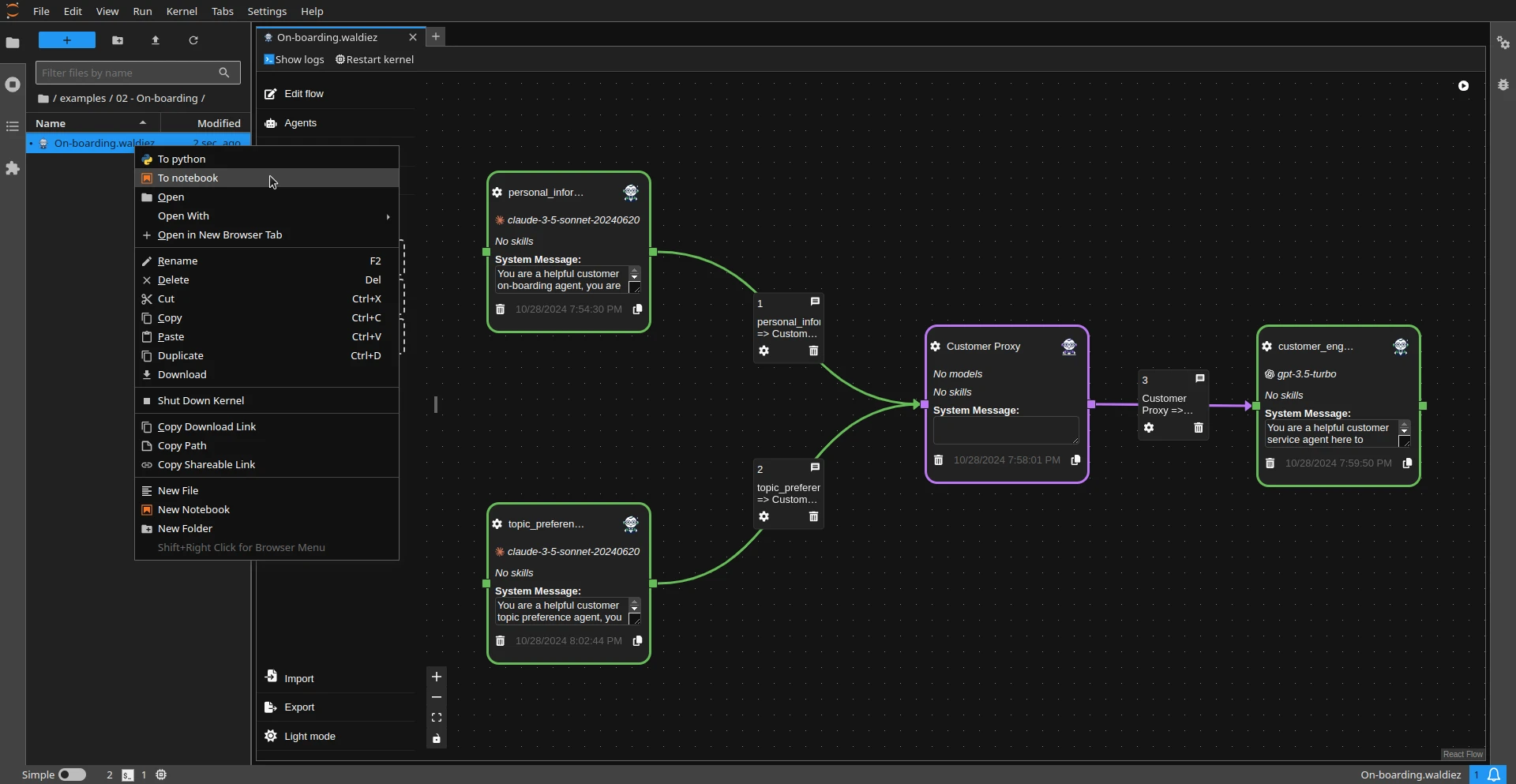 Converting a Waldiez flow