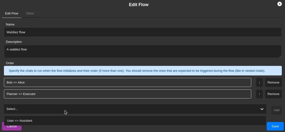 Flow settings Dark Preview