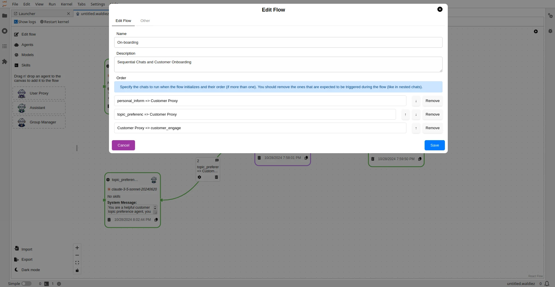 Edit flow order