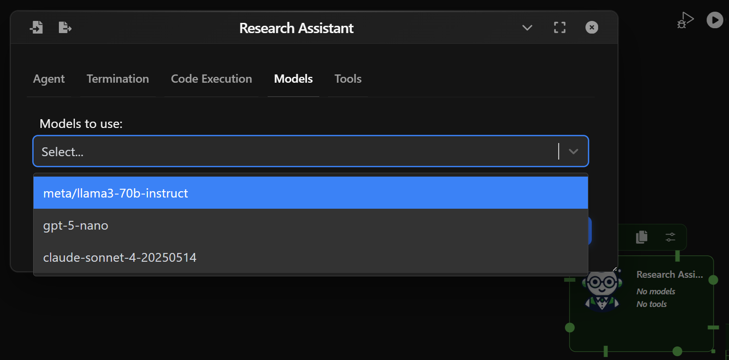 Assistant Agent - Model setup preview