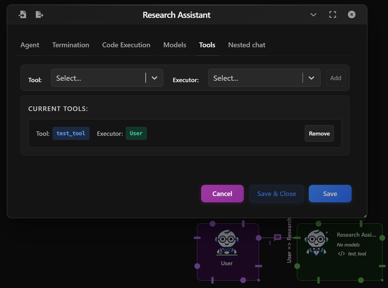 Assistant Agent - Tool settings preview