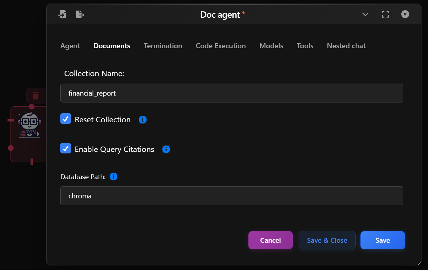Docs Agent - Document Config preview
