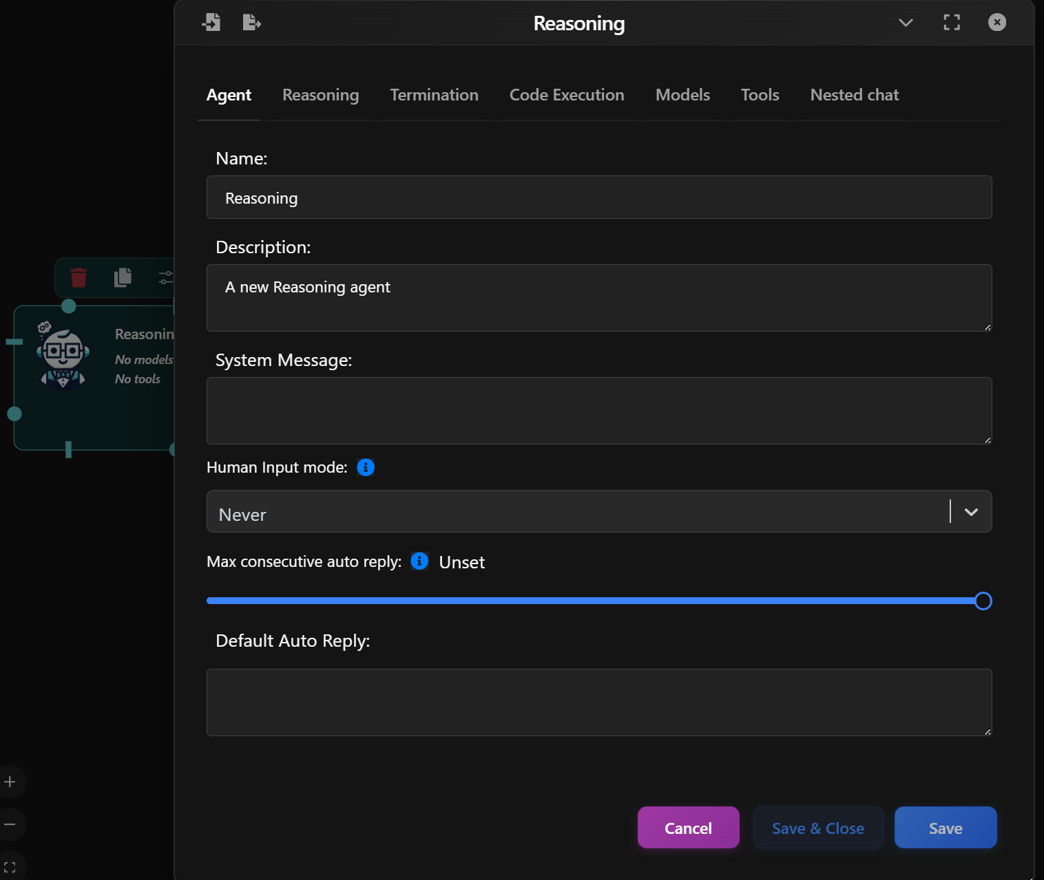 Reasoning Agent - Basic setup preview