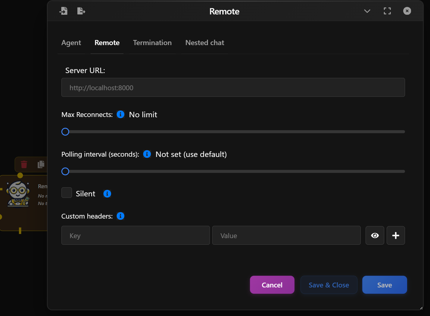 Remote Agent - Remote settings preview
