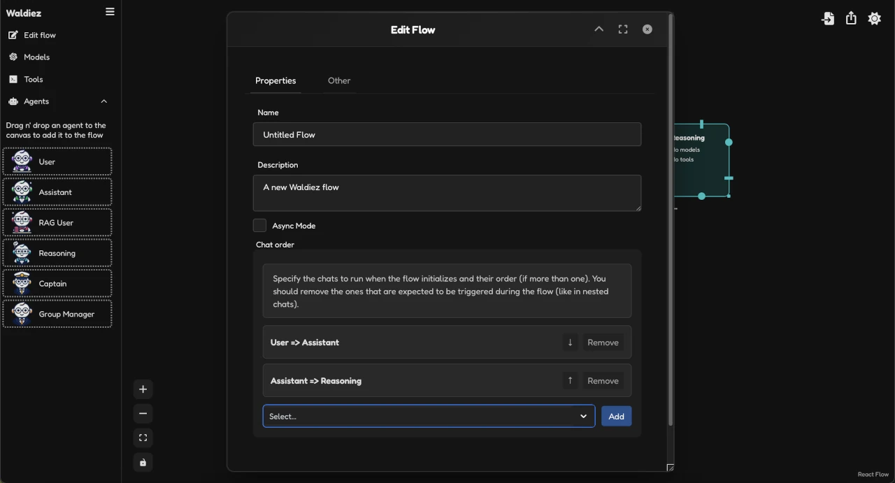 Flow settings Dark Preview