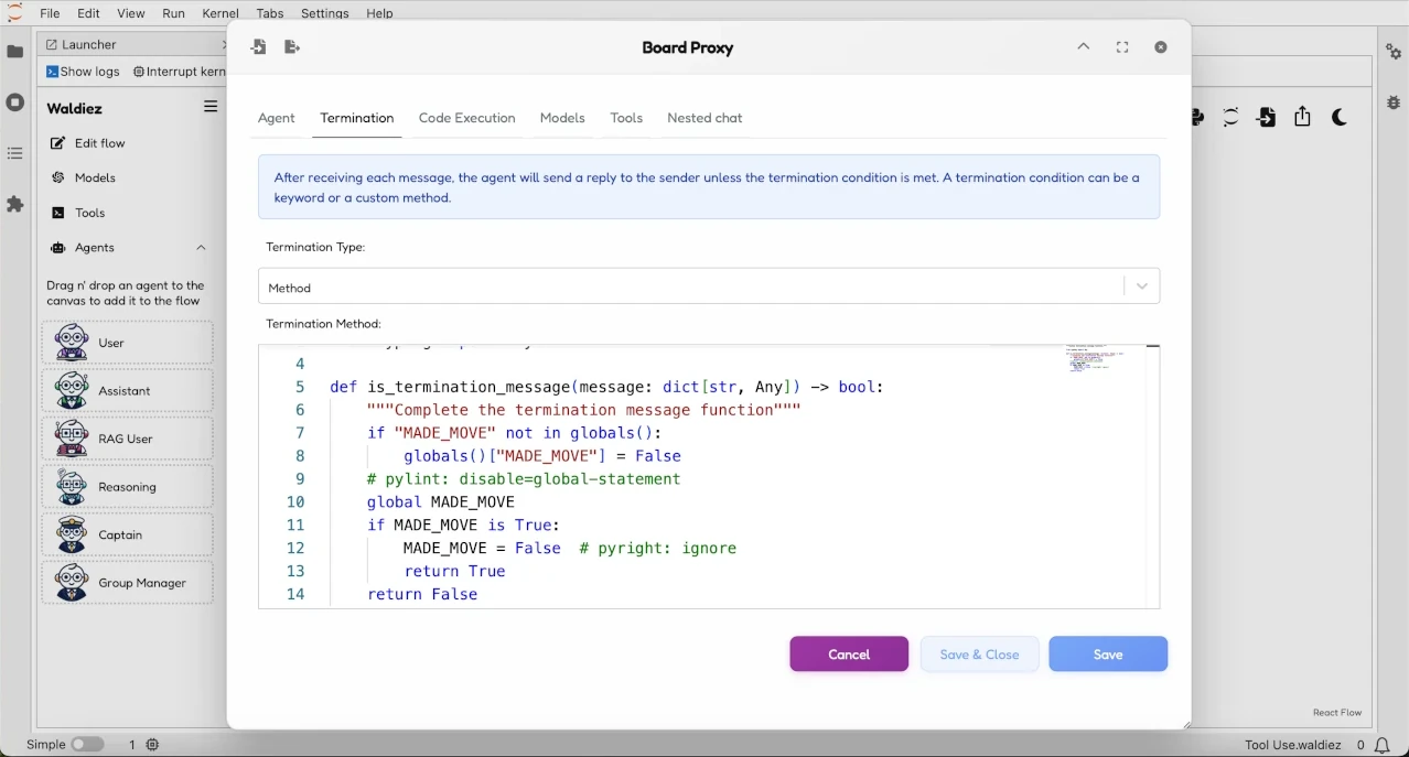 Termination custom method
