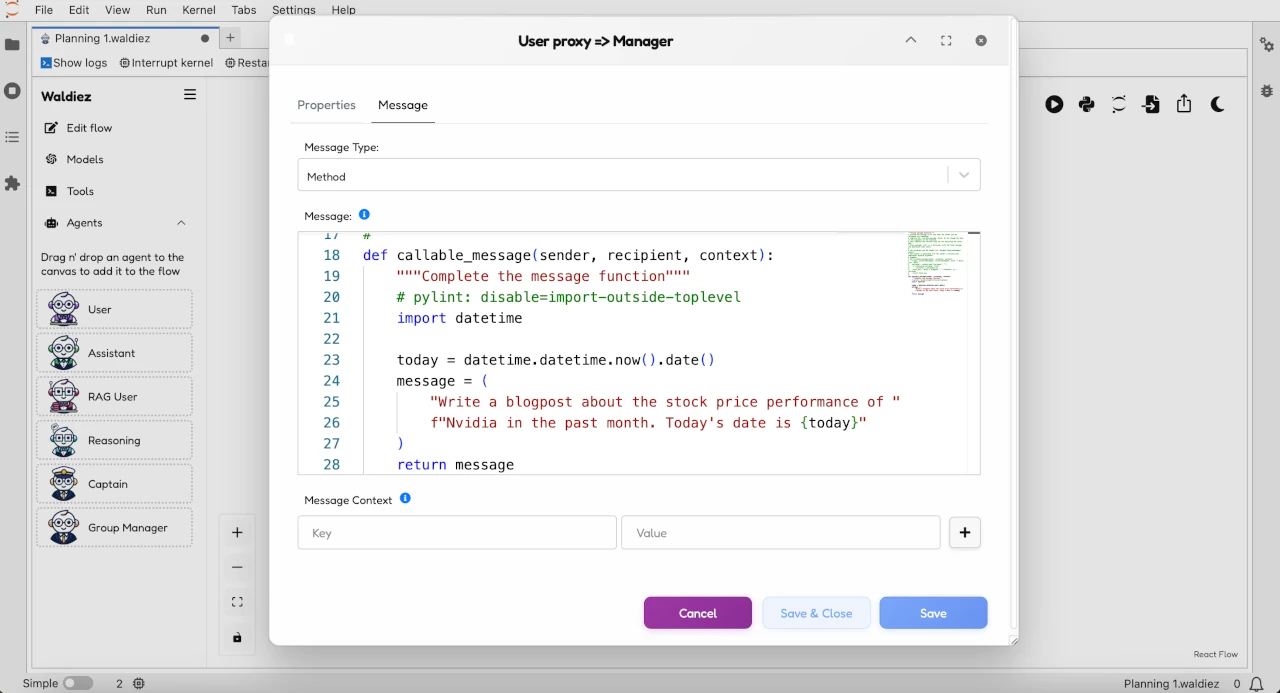 Callable chat message