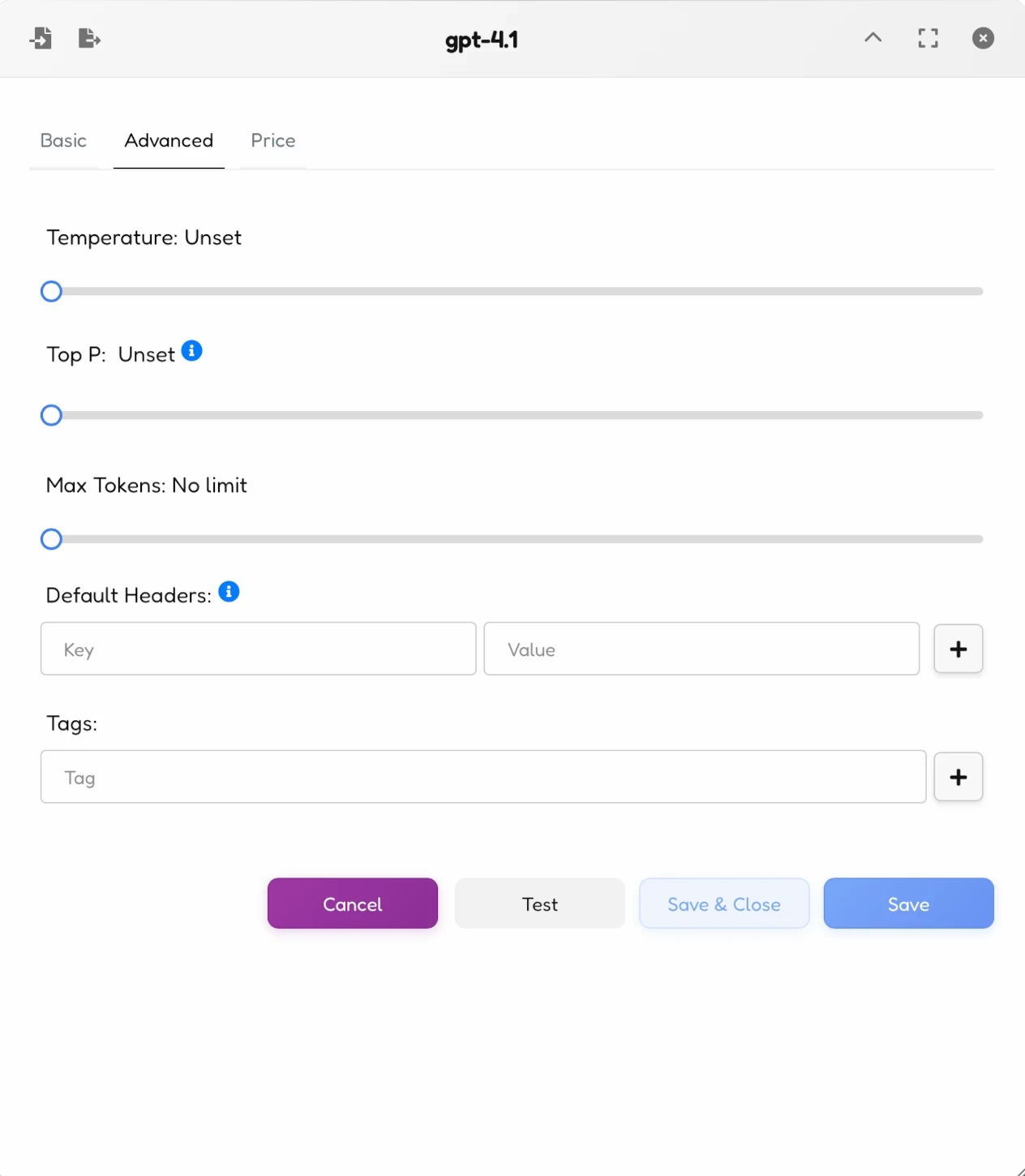Models Advance Tab Preview