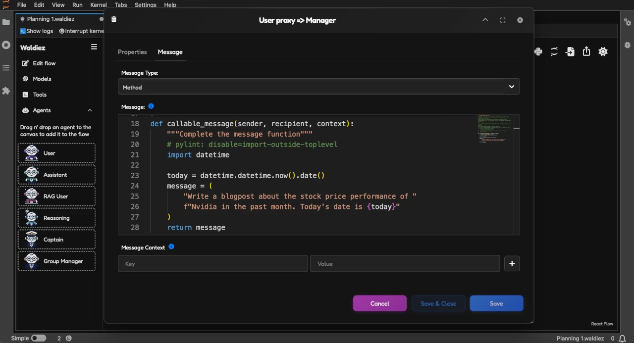 Callable chat message
