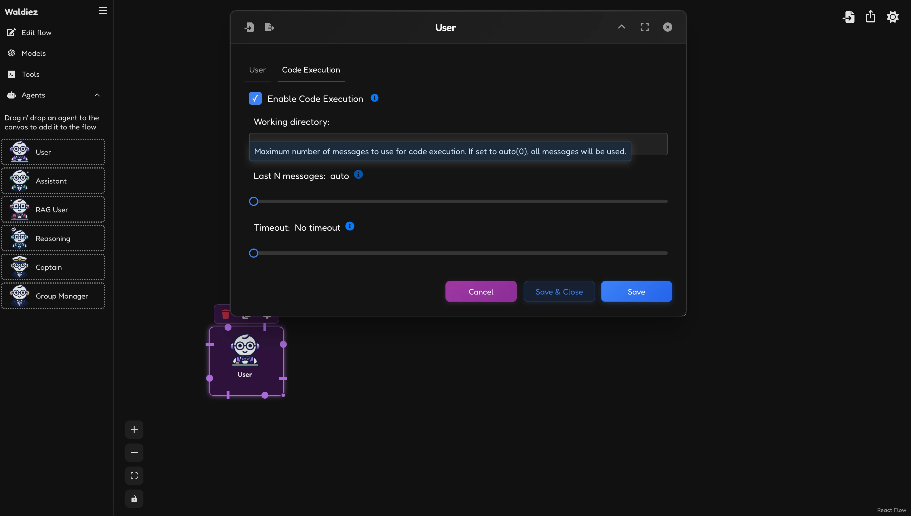 User Agent - Code execution preview