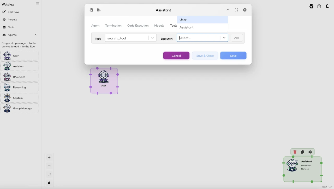 Assistant agent - Tools setup preview