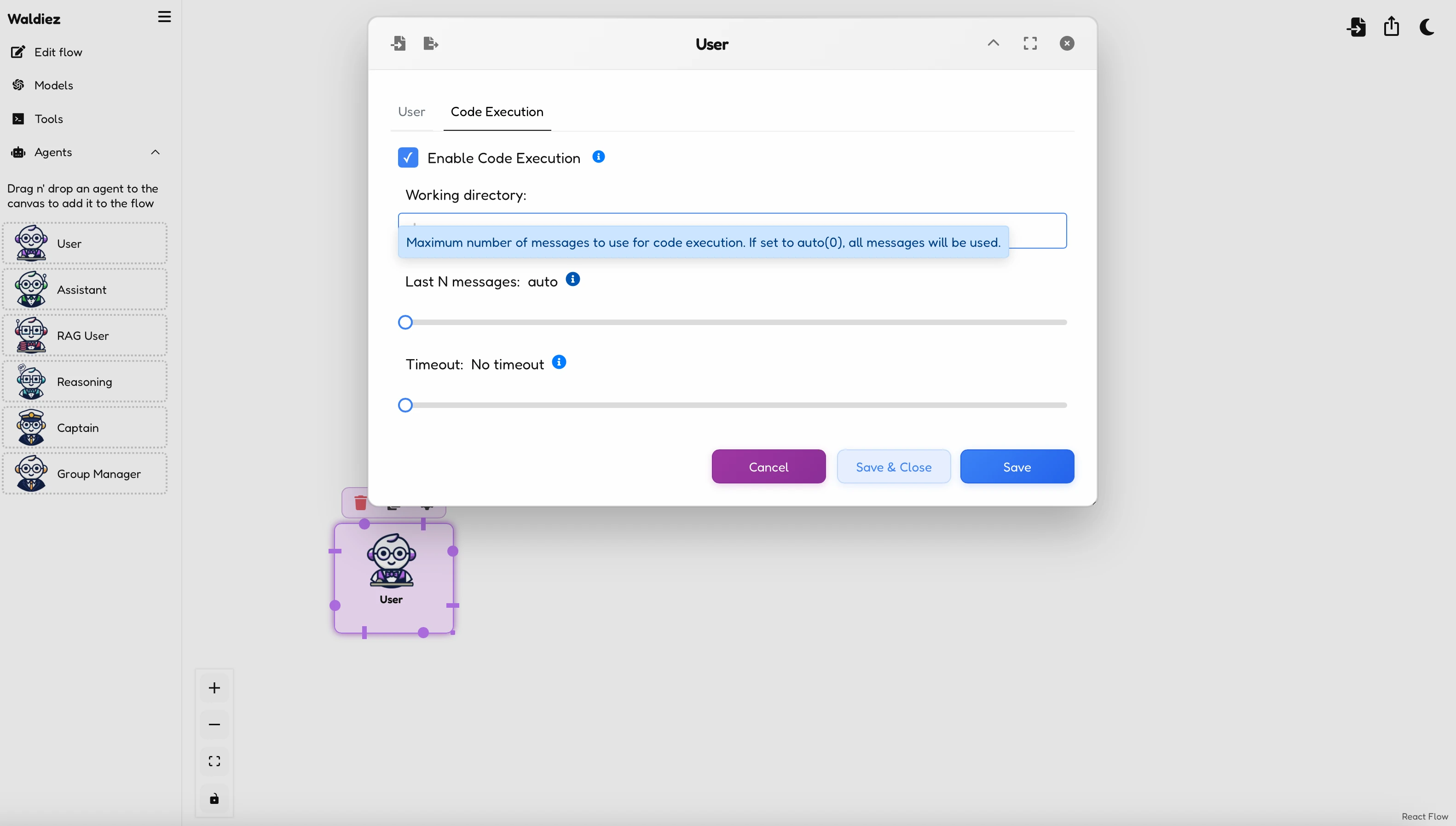 User Agent - Code execution preview